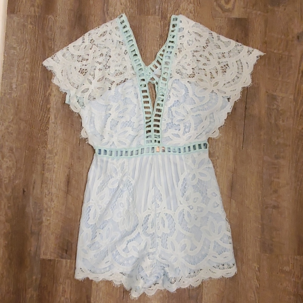 Brand New M/L Blue Lace Romper